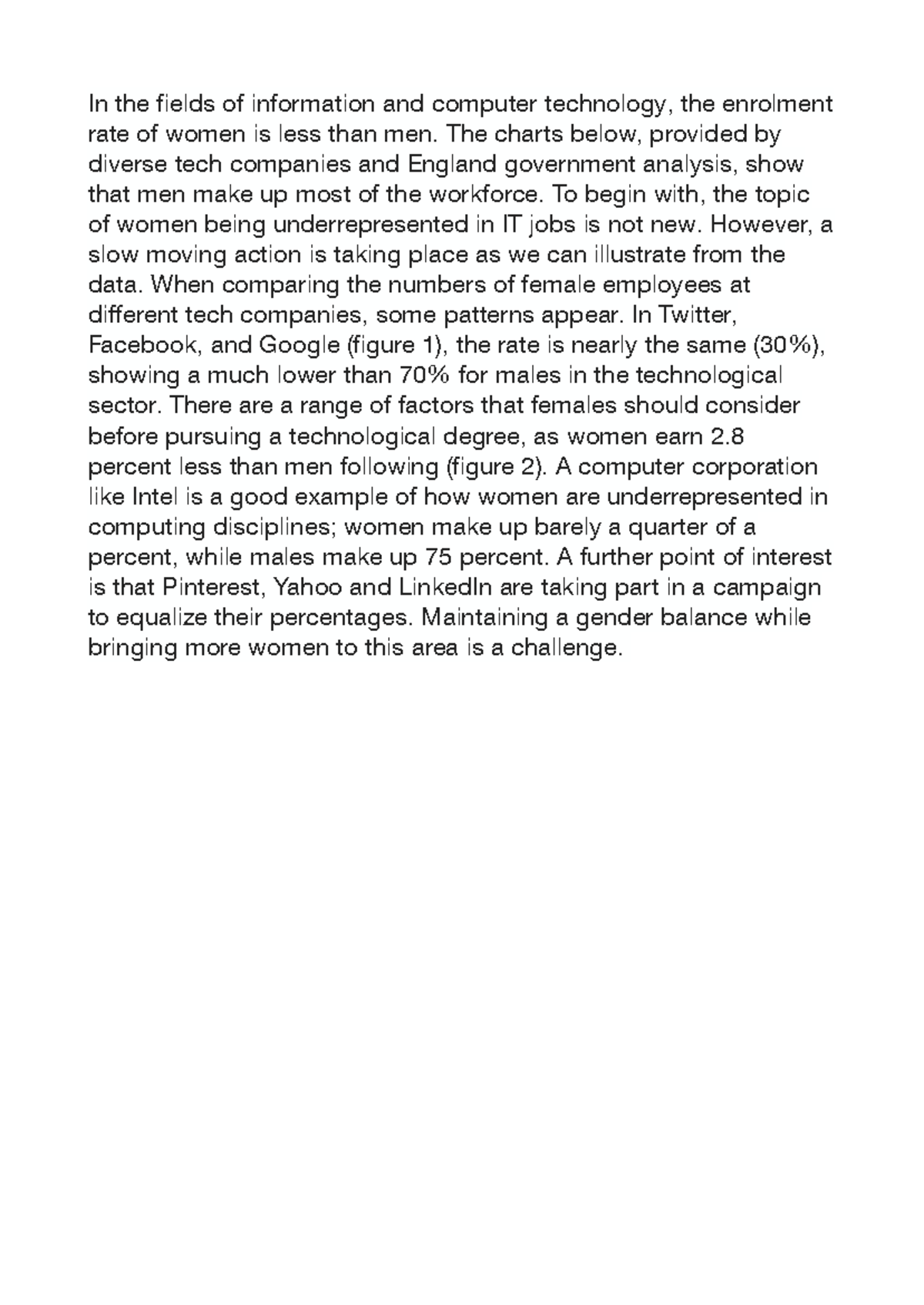 Gender Disparity in IT: Women’s Underrepresentation Analysis ...