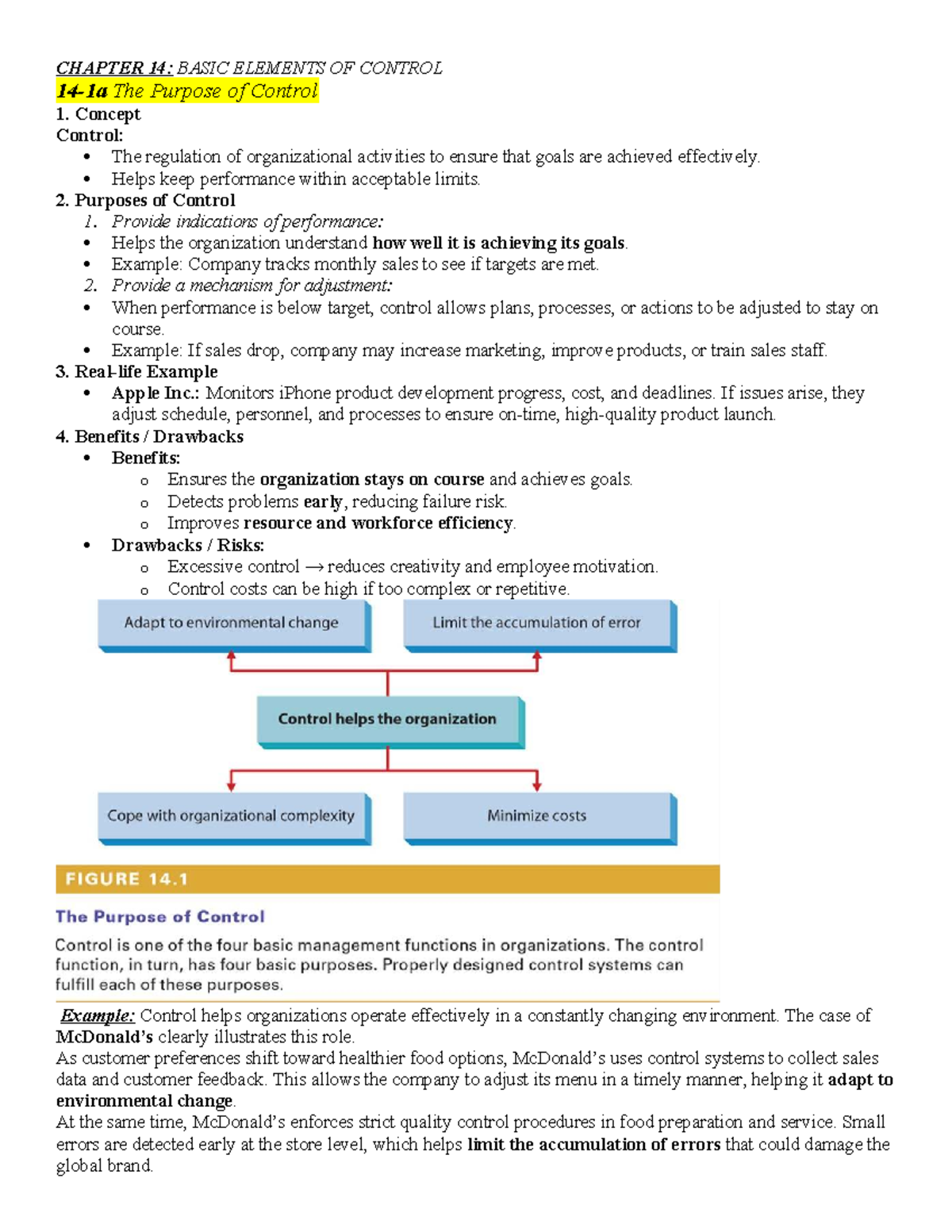 CHAPTER 14: BASIC ELEMENTS OF CONTROL AND MANAGEMENT STRATEGIES - Studocu