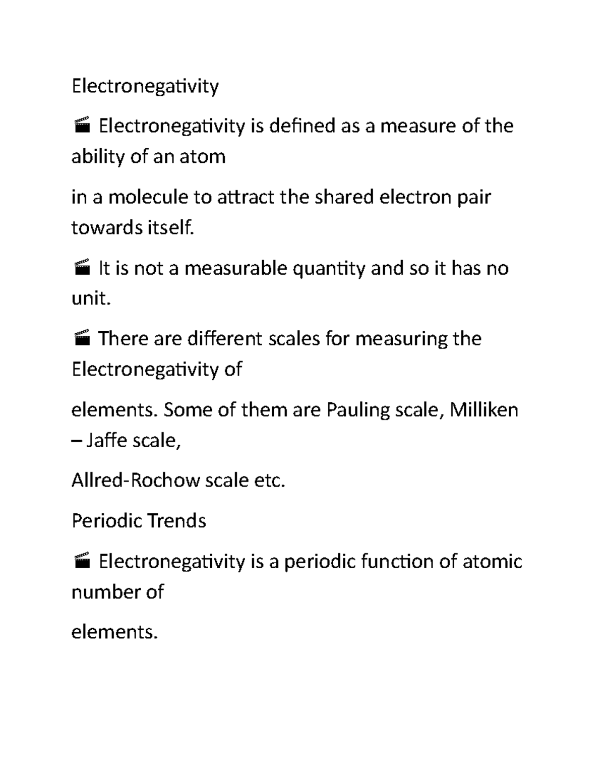 Electronegativity Lecture Notes (Chem 101): Key Concepts & Trends - Studocu