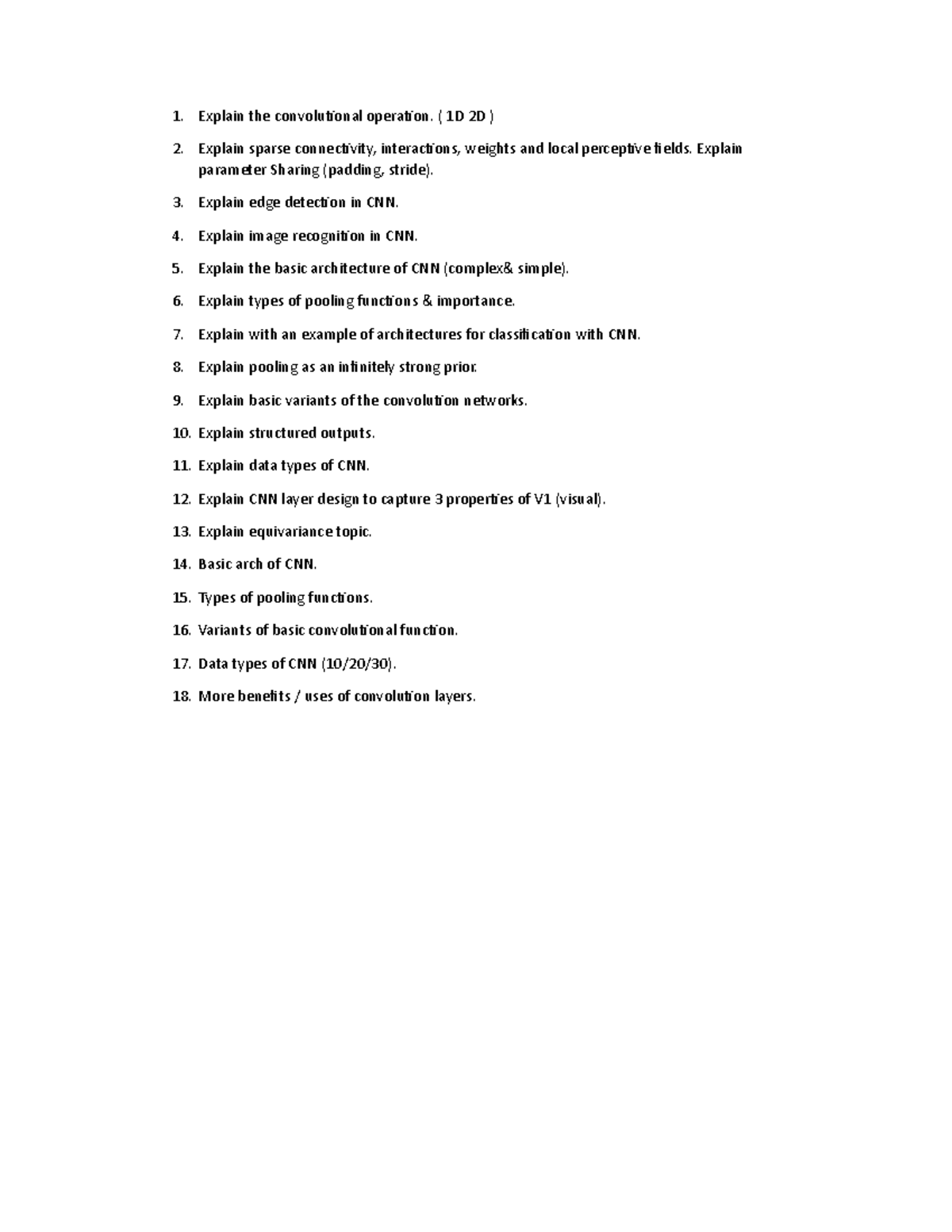 Module 3 Questions on CNN Concepts and Architectures - Studocu