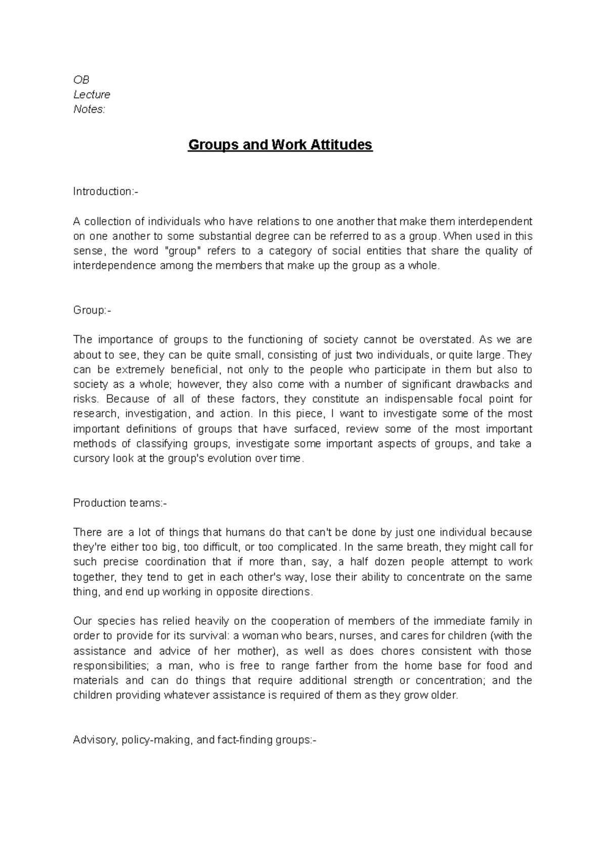 How Can Jobs Be Redesigned and OB Groups and Work Attitudes - OB ...
