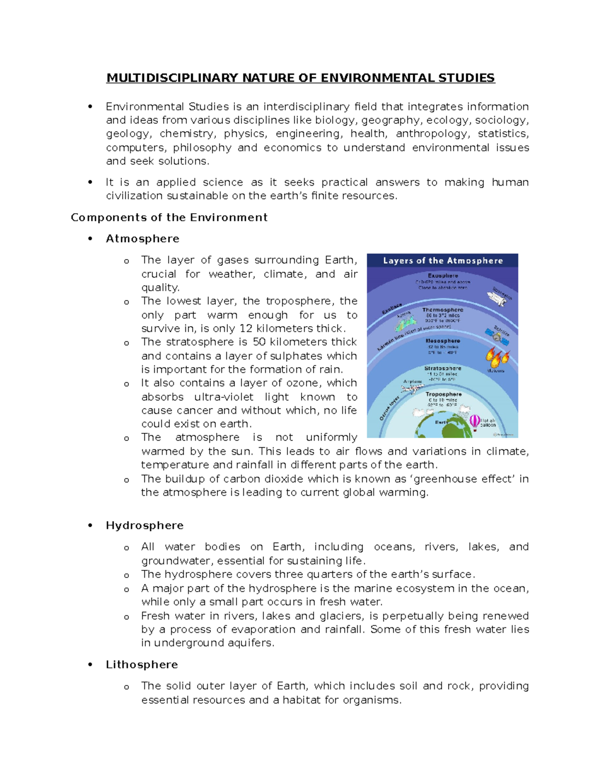 Multidisciplinary Nature of Environmental Studies - MULTIDISCIPLINARY ...