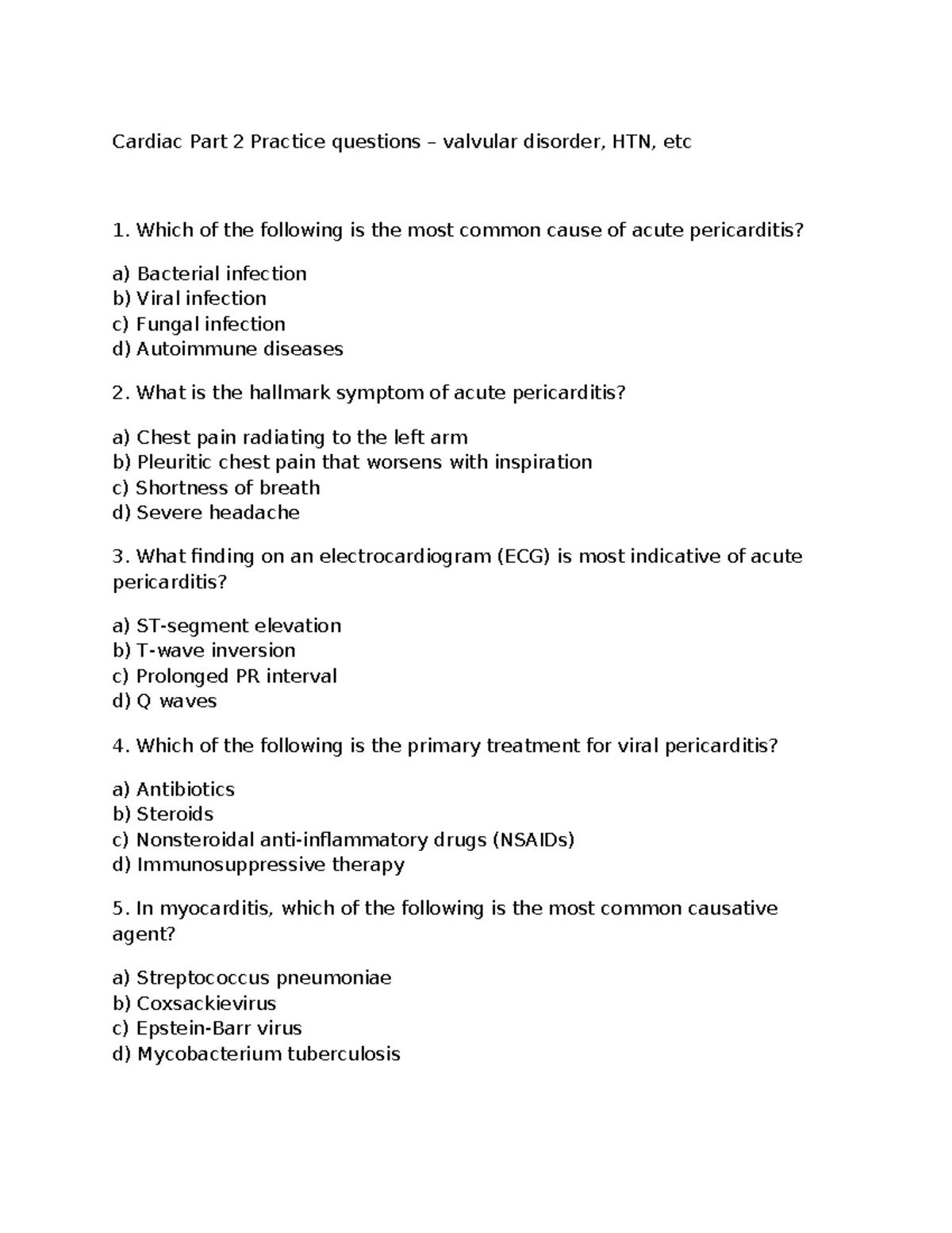 Comprehensive Study Guide: Cardiac Valvular Disorders & Diseases - Studocu