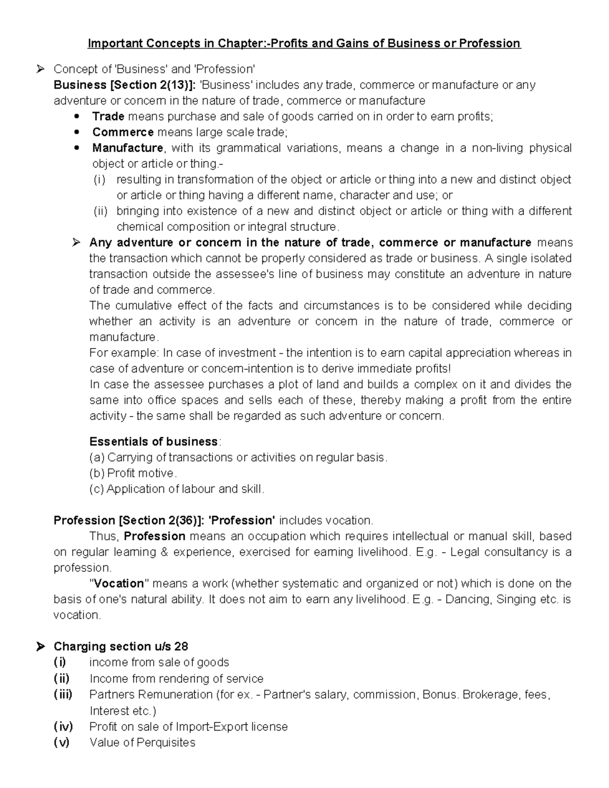Income from Business or Profession: Key Concepts & Computation ...