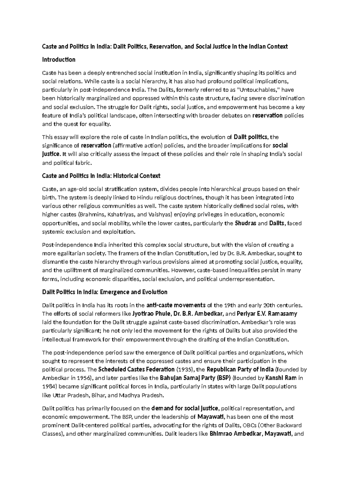 Caste and Politics in India: Dalit Rights, Reservation, and Justice ...