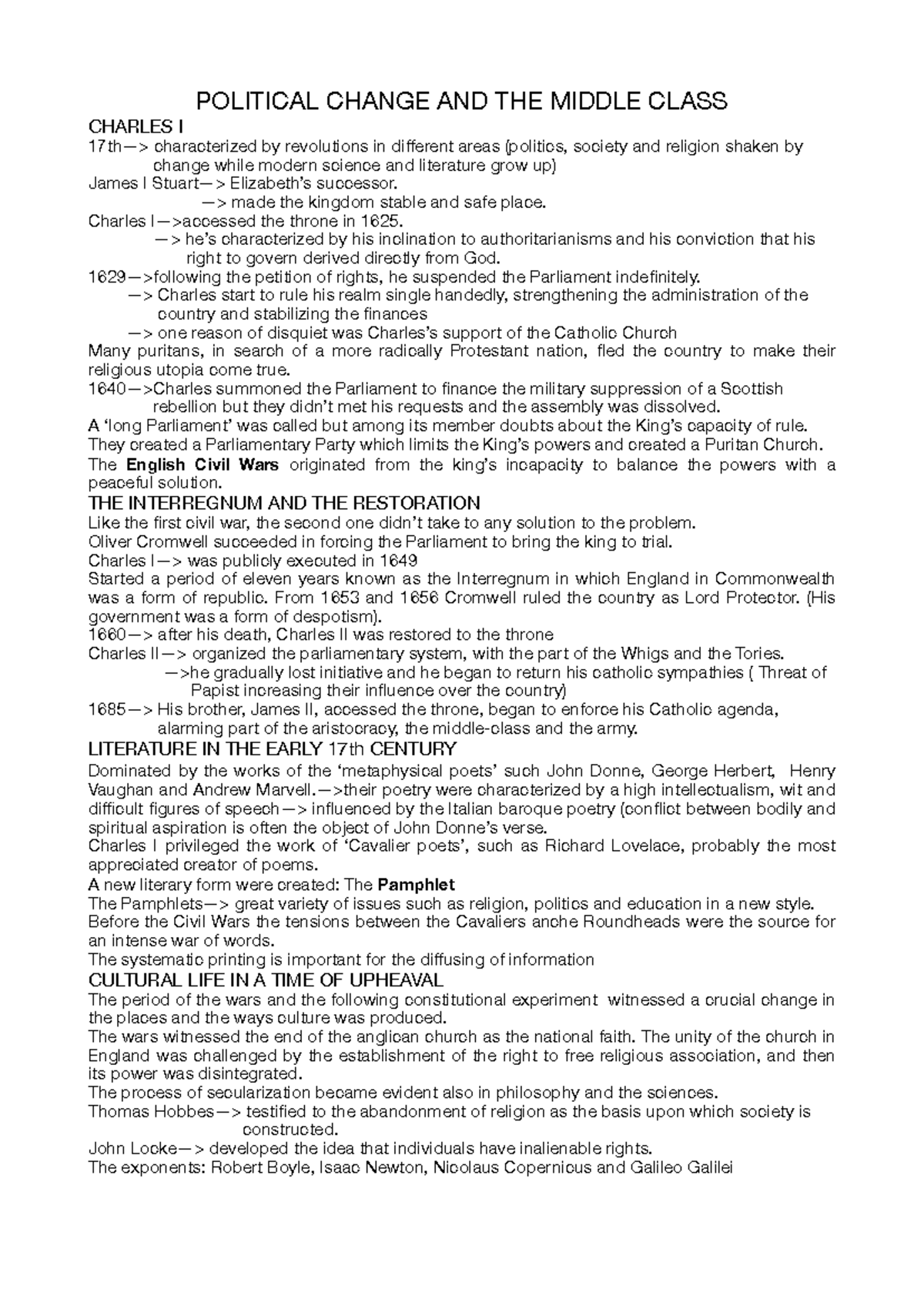 POLITICAL CHANGE AND MIDDLE CLASS IN ENGLAND: A STUDY (ENG 101) - Studocu
