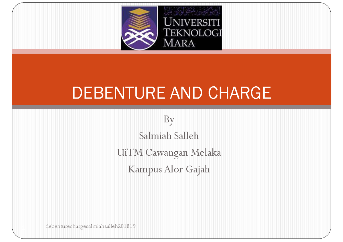 Debenture and Charge Overview - Notes for LAW1234 Lecture - Studocu