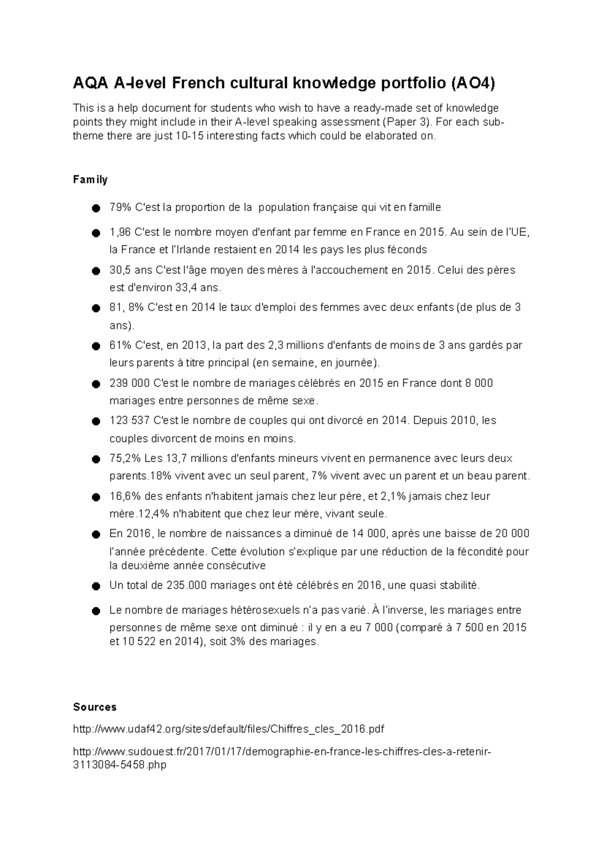 AQA A-Level French Cultural Knowledge Portfolio for Speaking Assessment ...