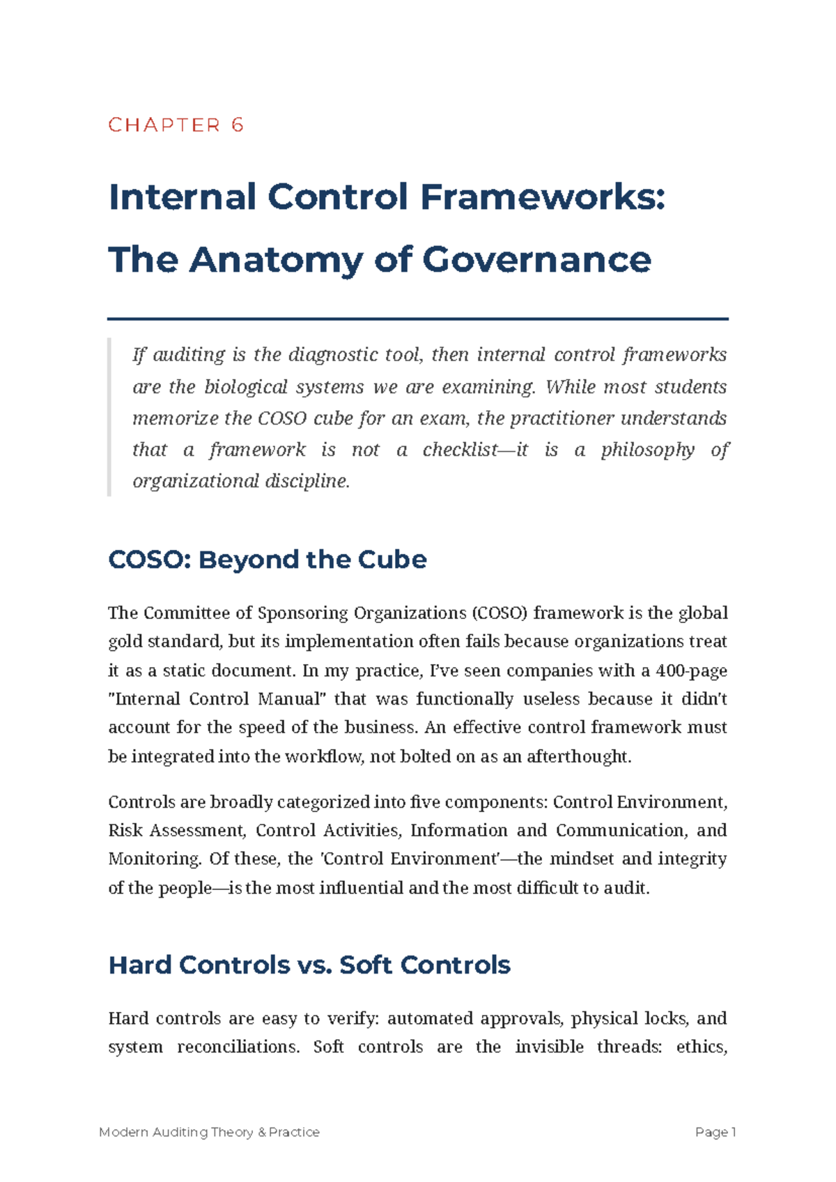 Chapter 6: Internal Control Frameworks - Anatomy of Governance - Studocu