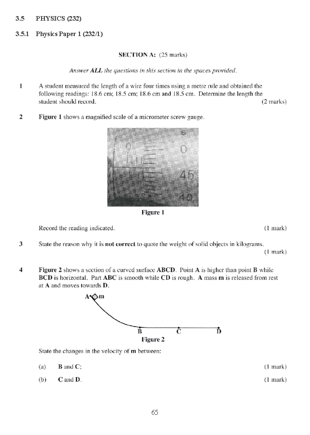 2014 KCSE Physics (232) Paper 1 & 2 Questions and Experiments - Studocu