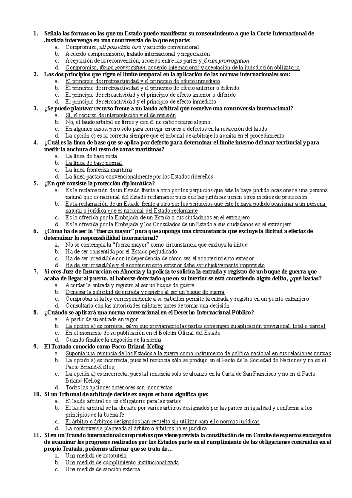 Test II - test para repasar - 1. Señala las formas en las que un Estado ...