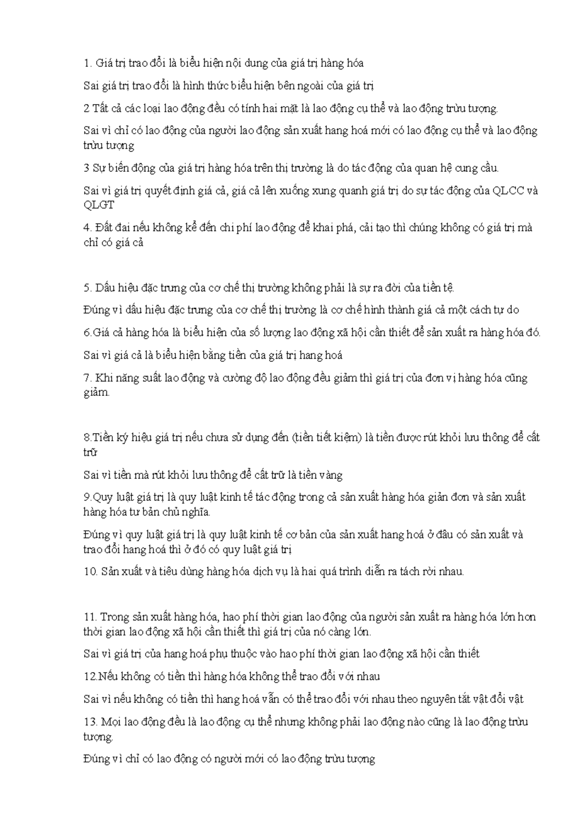 Câu Hỏi Đúng Sai Kinh Tế Chính Trị Mác-Lênin (MPL 101) - Document Preview