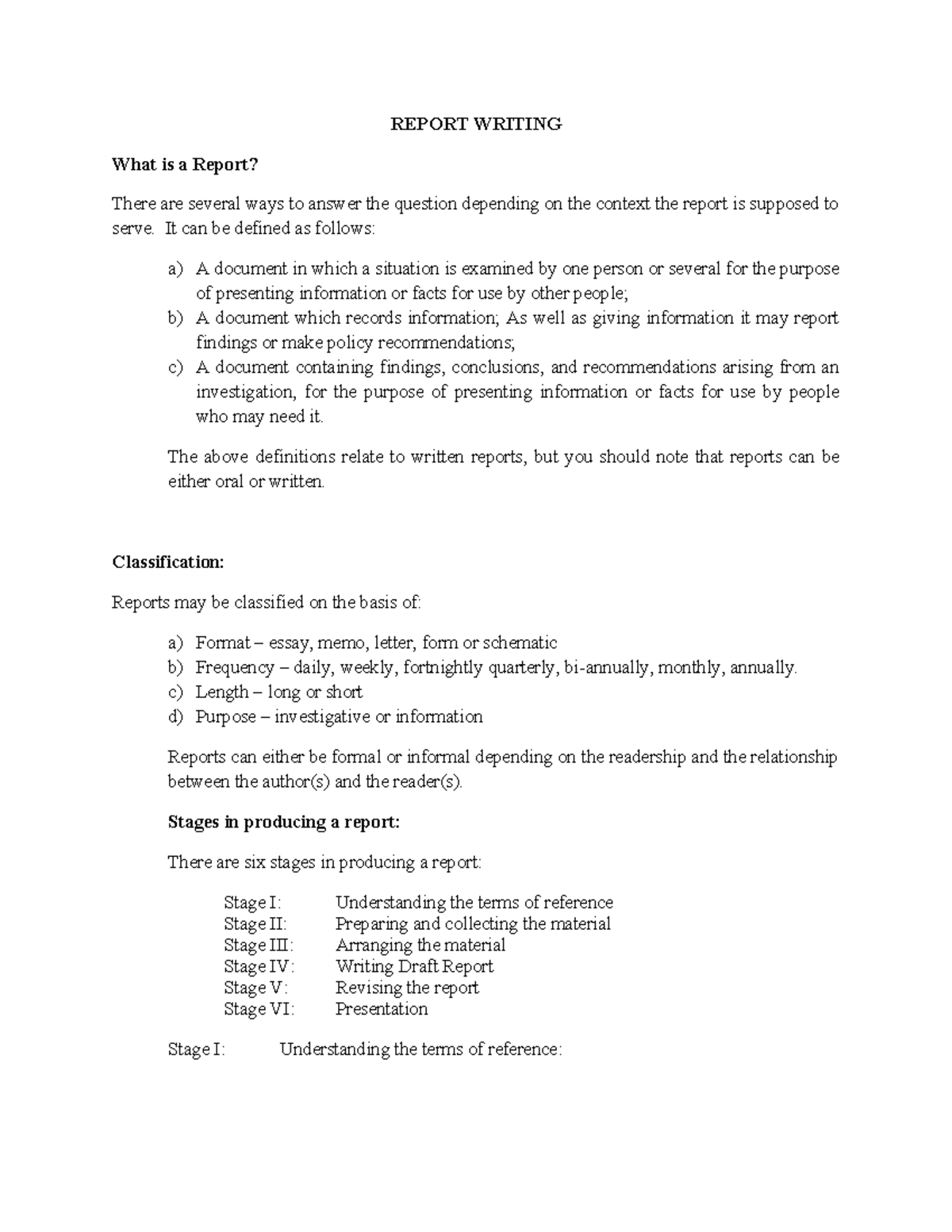 REPORT WRITING: Understanding and Structuring Effective Reports (707 ...