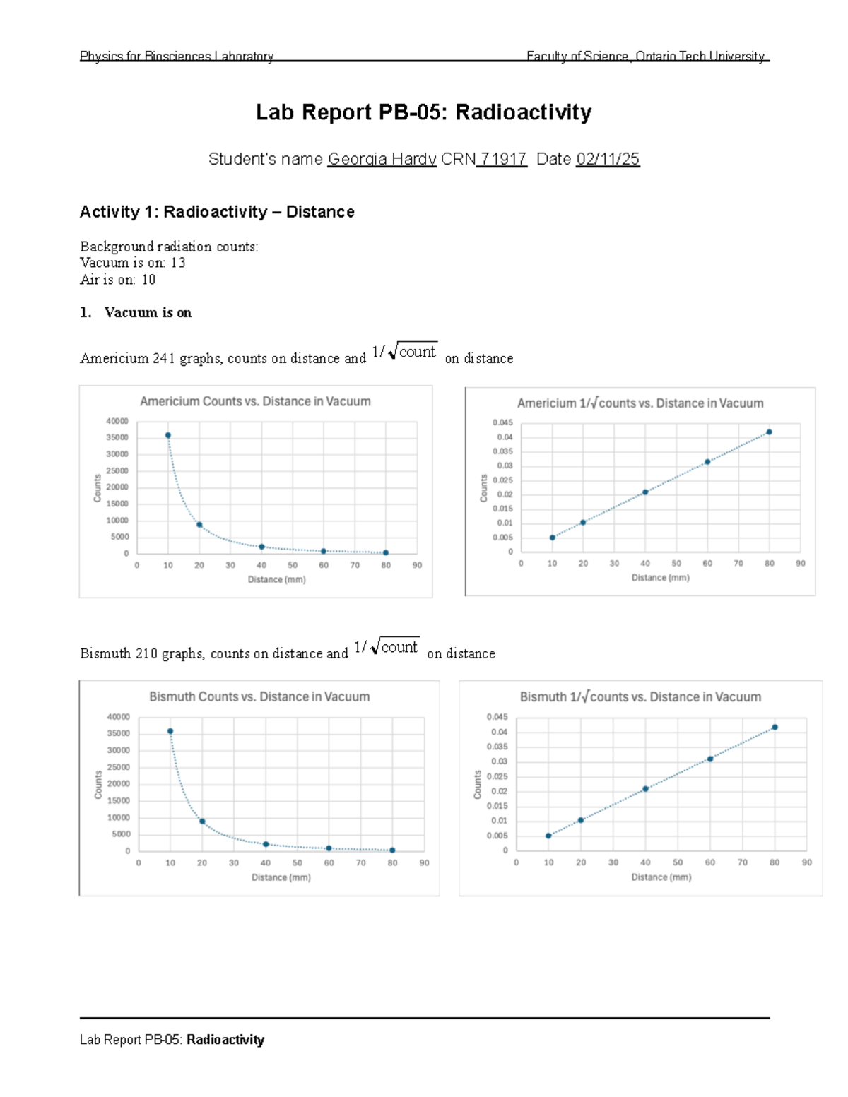 Lab 5 Report: Investigating Radioactivity and Distance Effects - Studocu