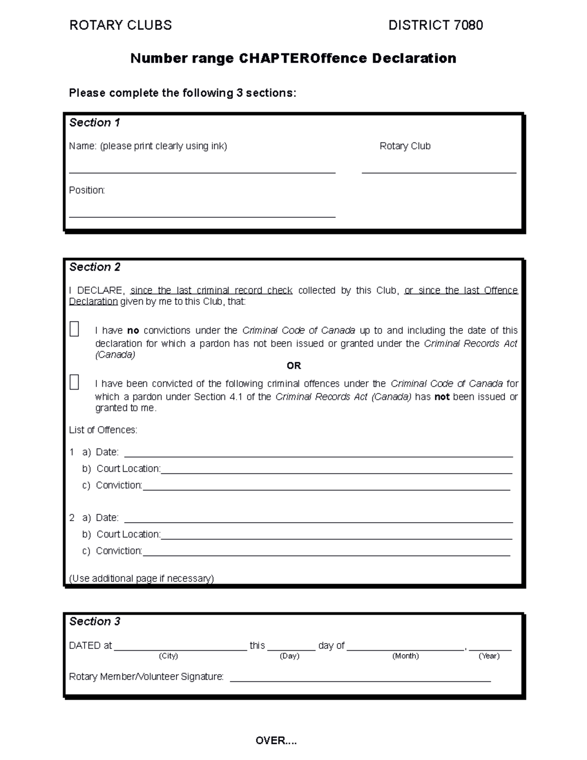 Police Check Offence Declaration Form - ROTARY CLUBS DISTRICT 7080 ...