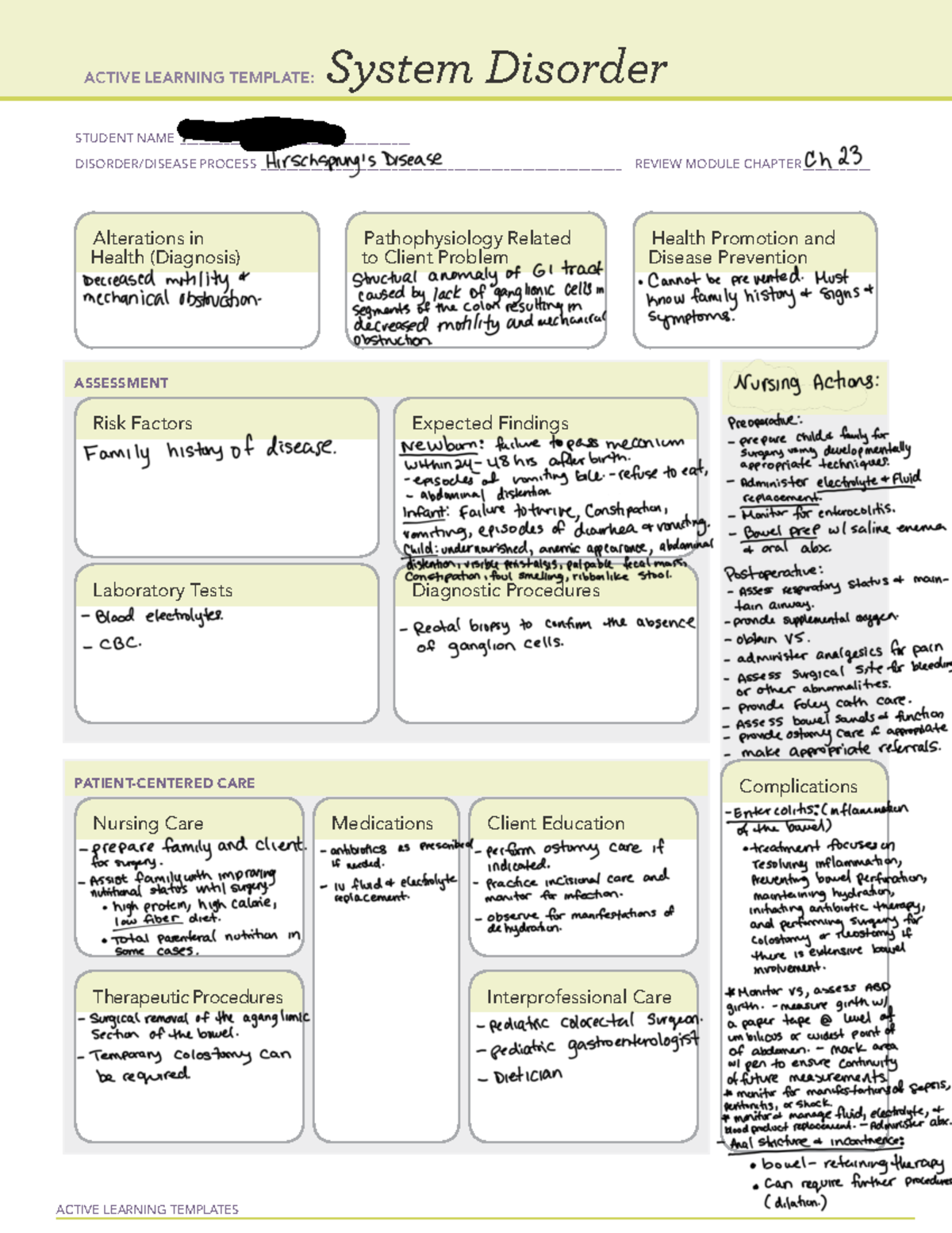 Hirschsprung remediation - ACTIVE LEARNING TEMPLATES System 