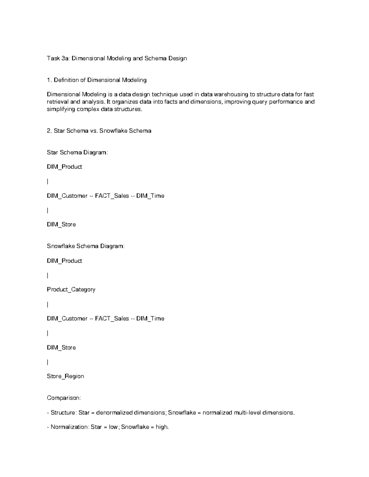 Task 3a: Dimensional Modeling & Schema Design Study Material - Studocu