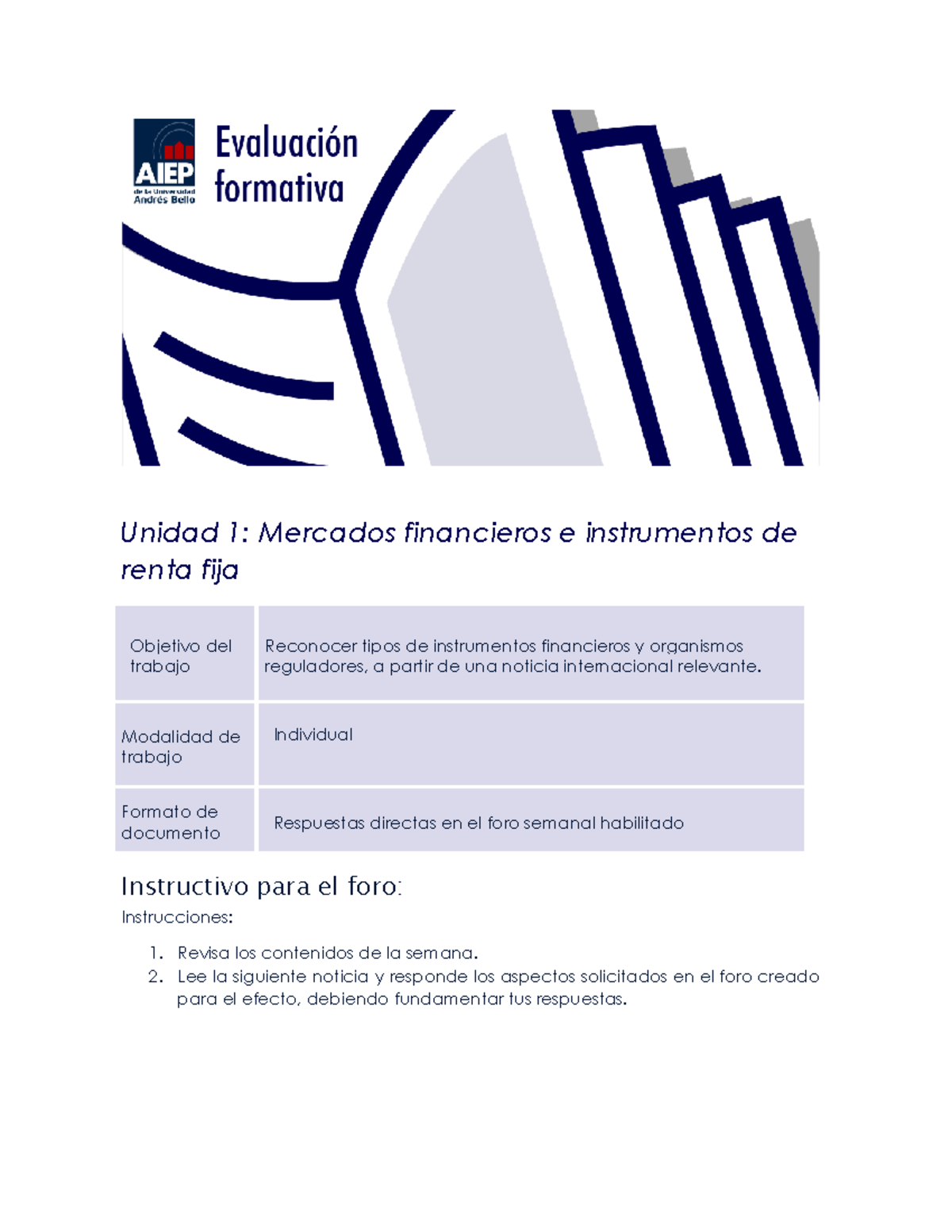 Evaluación Formativa: Mercados Financieros e Instrumentos de Renta Fija ...