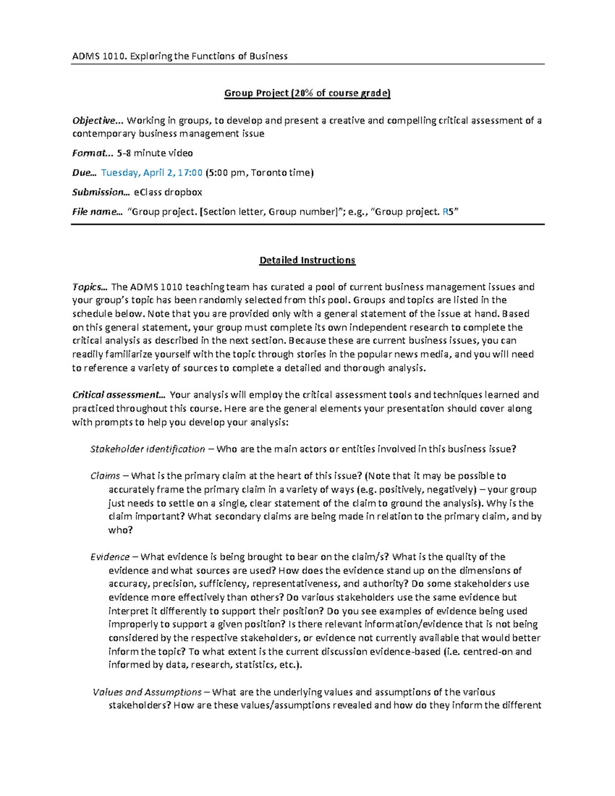 ADMS 2510 - S25 - Midterm 1 - Solution Guide - Studocu