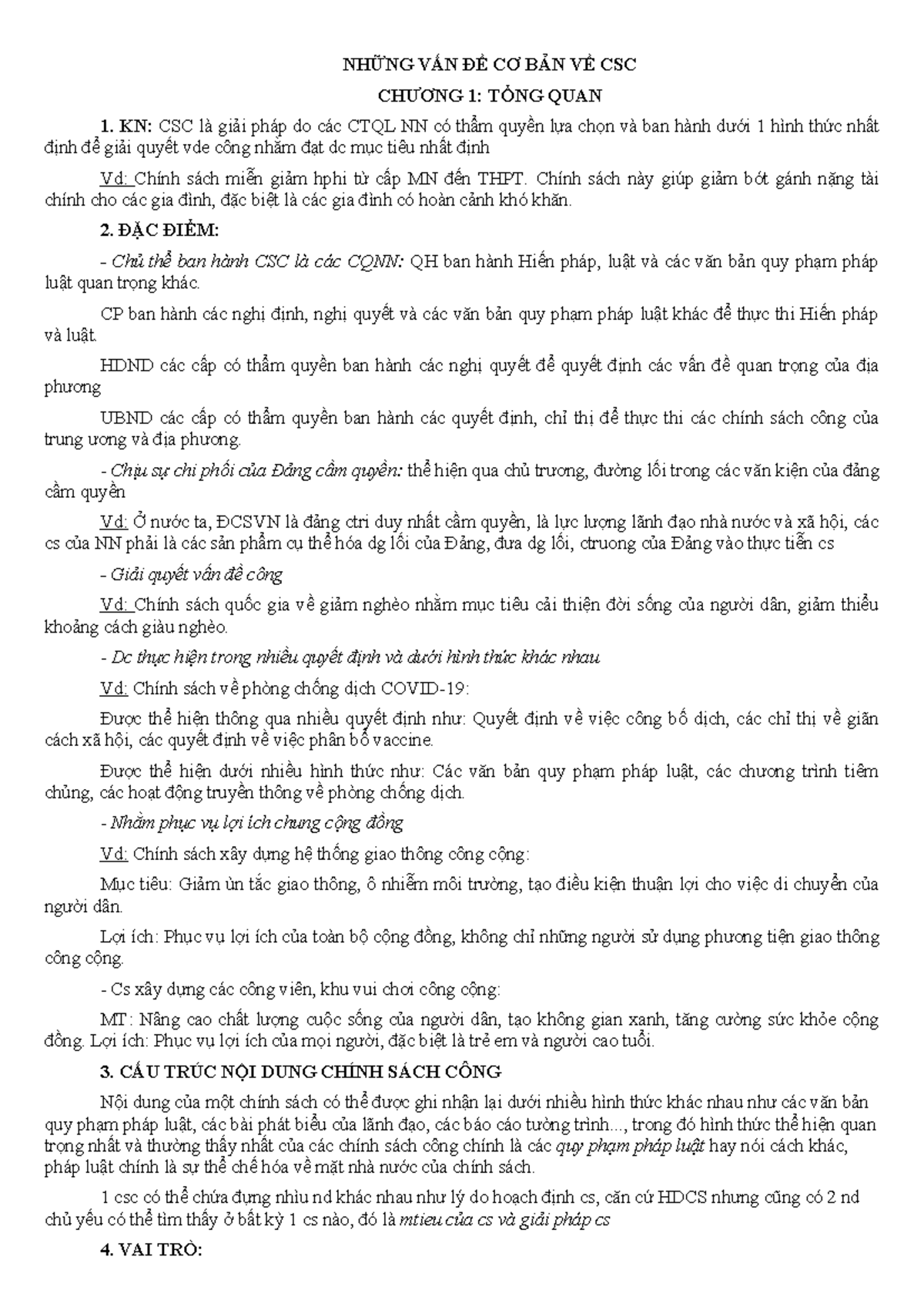 NHỮNG VẤN ĐỀ CƠ BẢN VỀ CHÍNH SÁCH CÔNG - CHƯƠNG 1: TỔNG QUAN - Document Preview