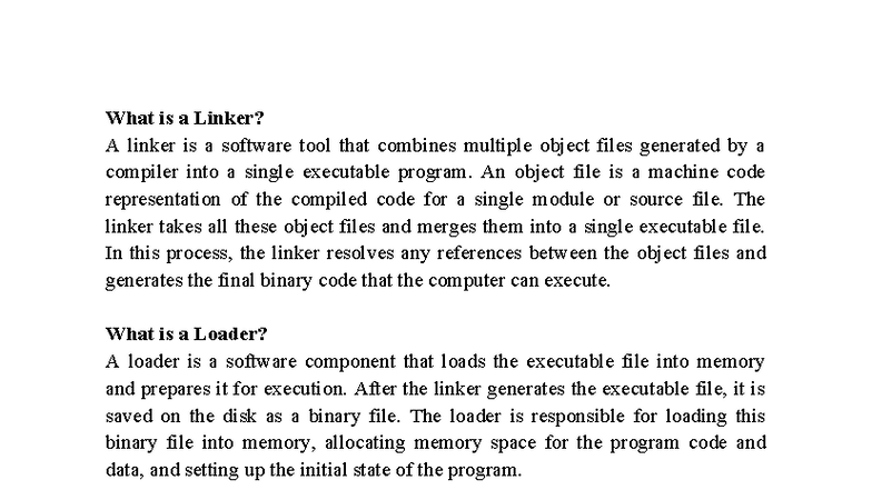 Linker and Loader Overview: Key Functions and Differences - Studocu