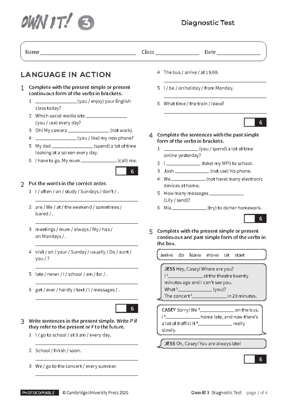 Diagnostic Test - Language Skills Assessment (No Answers) - Studocu