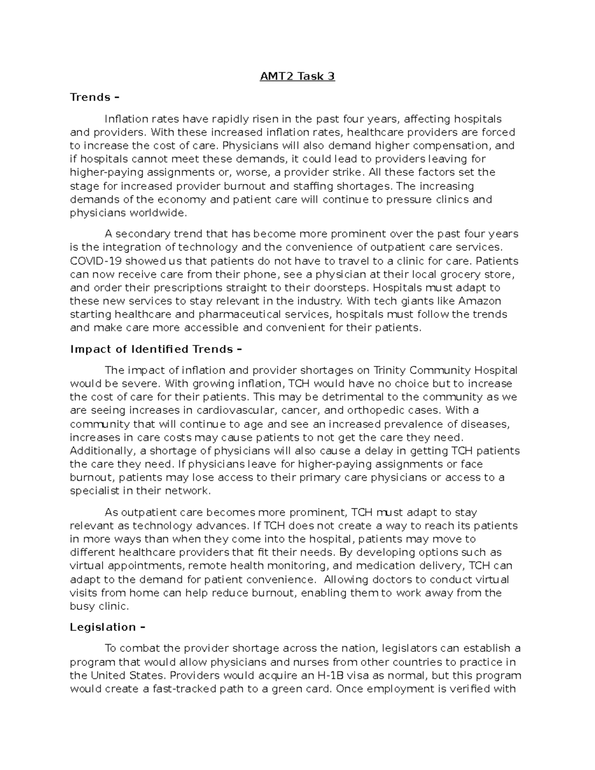 Service Line Development AMT2 - Trends Impacting Healthcare Providers ...