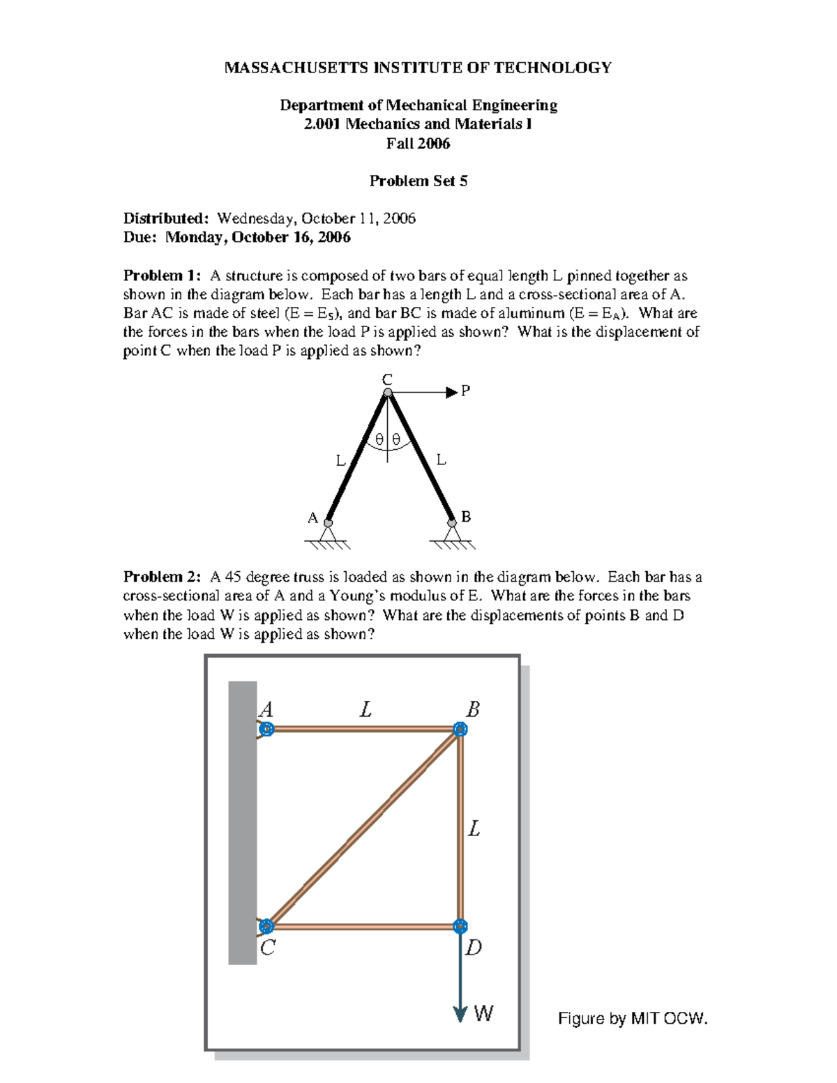 MIT 2.001 Problem Set 5 - Fall 2006 - Studocu
