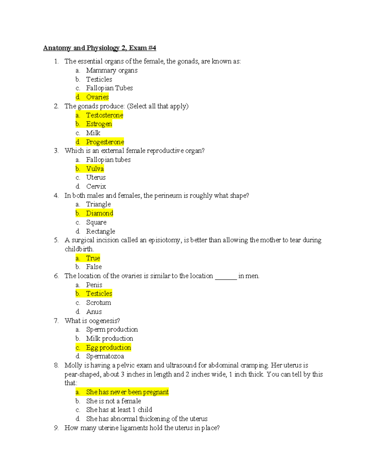 Anatomy and Physiology 2, Midterm Exam 4 Study Guide - Studocu