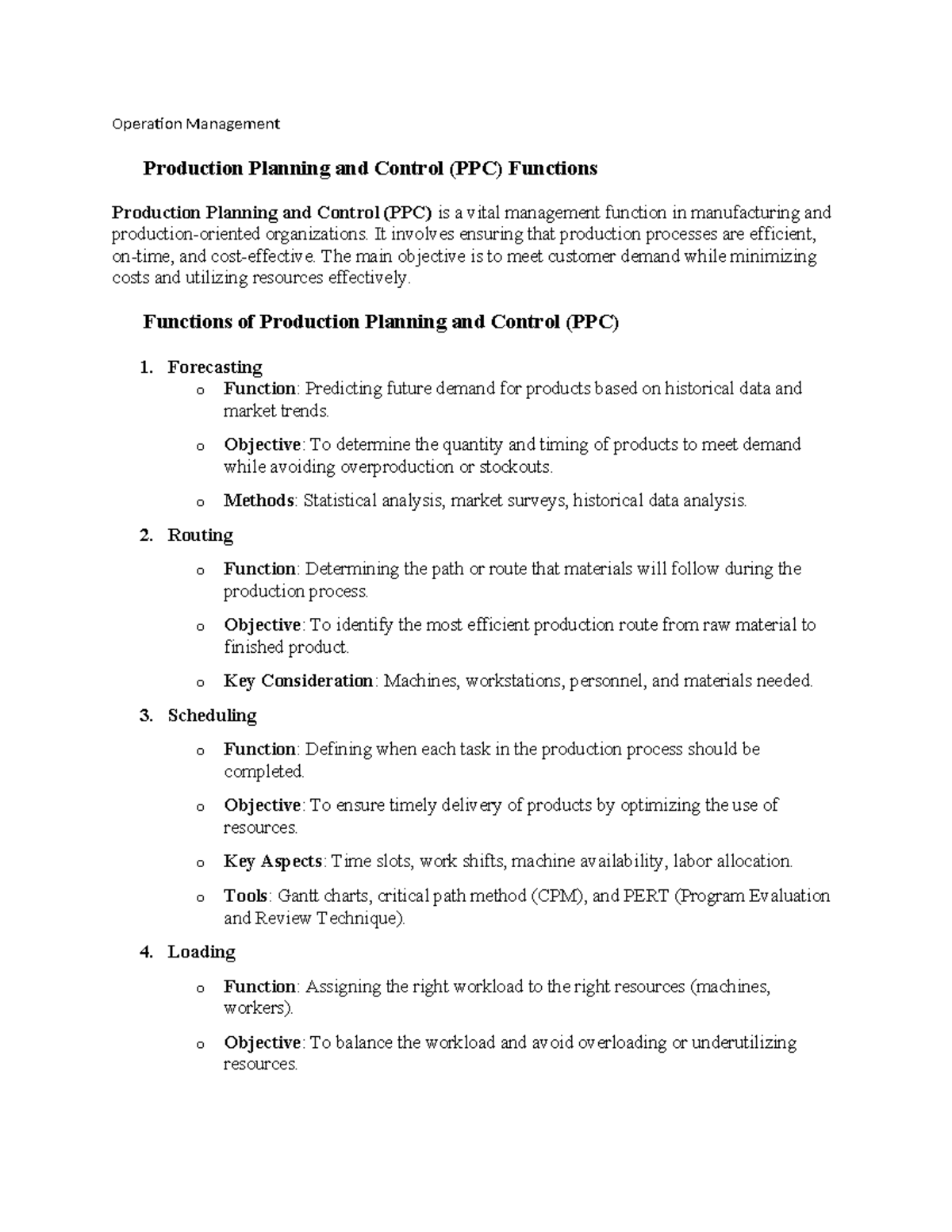 Operation Management: Production Planning & Control (PPC) Overview ...
