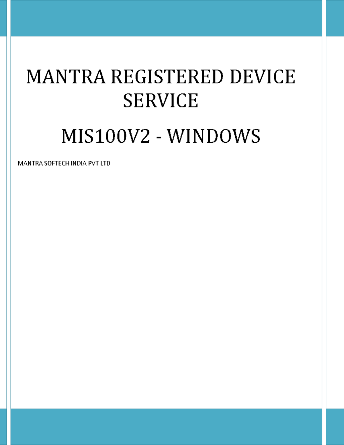 Mantra MIS100V2 RD Service Manual for Windows Installation Guide - Studocu