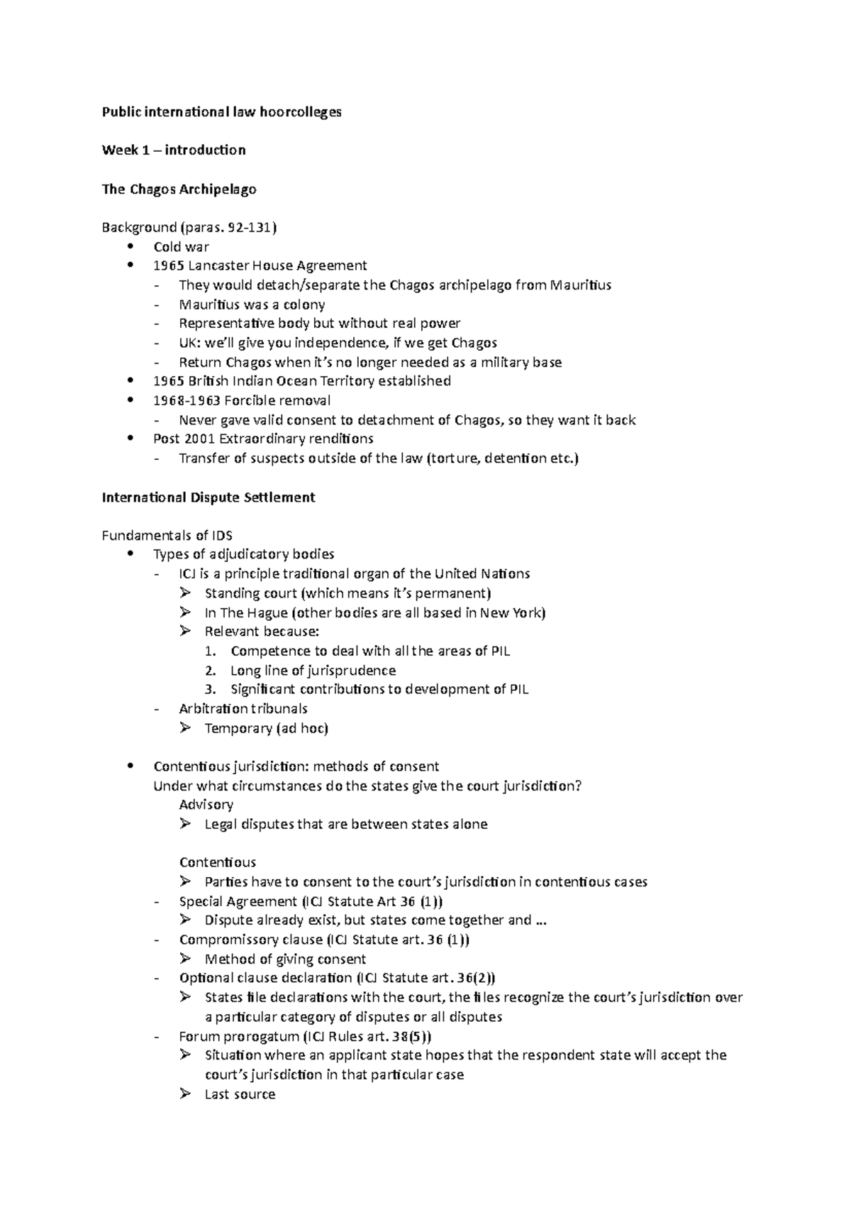 Public International Law Hoorcolleges: An Overview of Weeks 1 & 2 ...