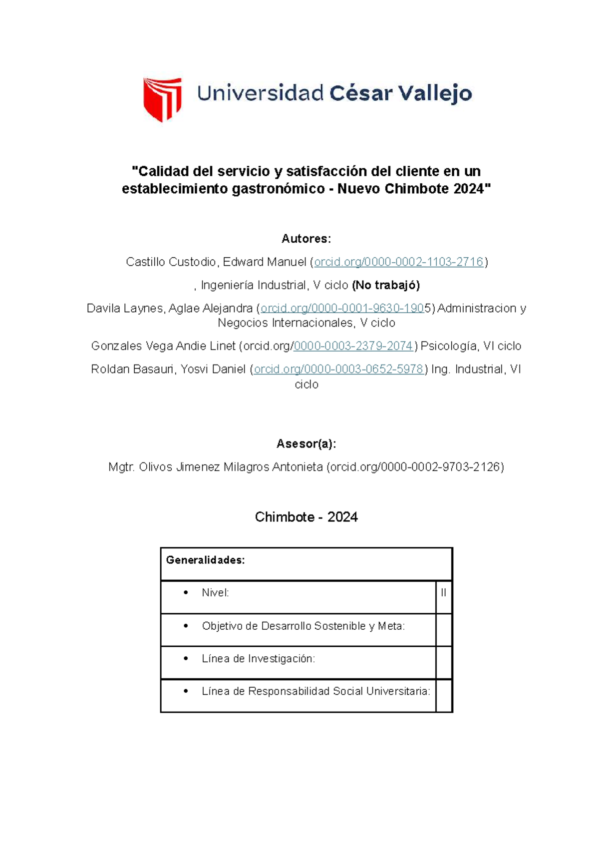 Calidad del servicio y satisfacción del cliente en restaurantes de ...