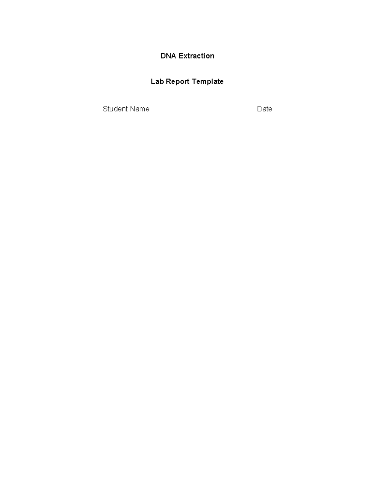 DNA Extraction Lab Report Template (Lab 8) - Studocu