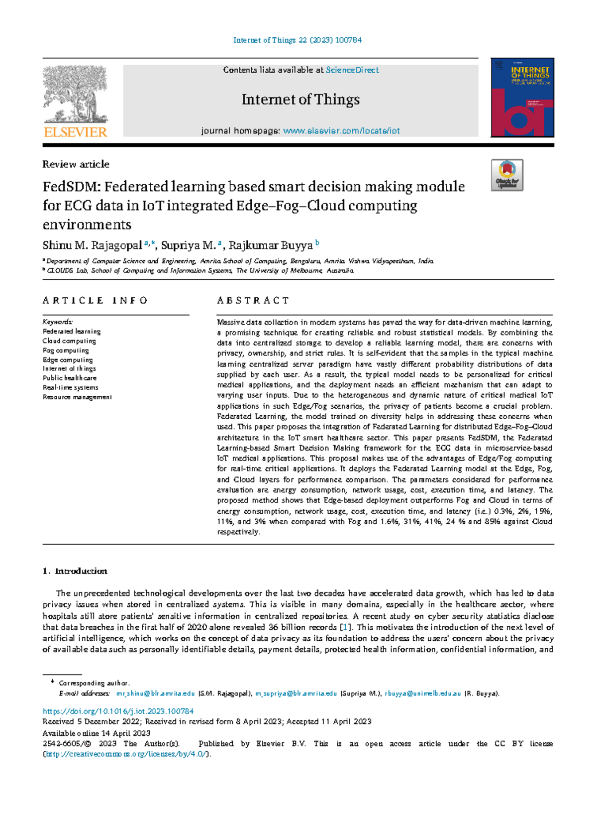 FedSDM for ECG Data: Federated Learning in IoT Edge-Fog-Cloud Settings ...