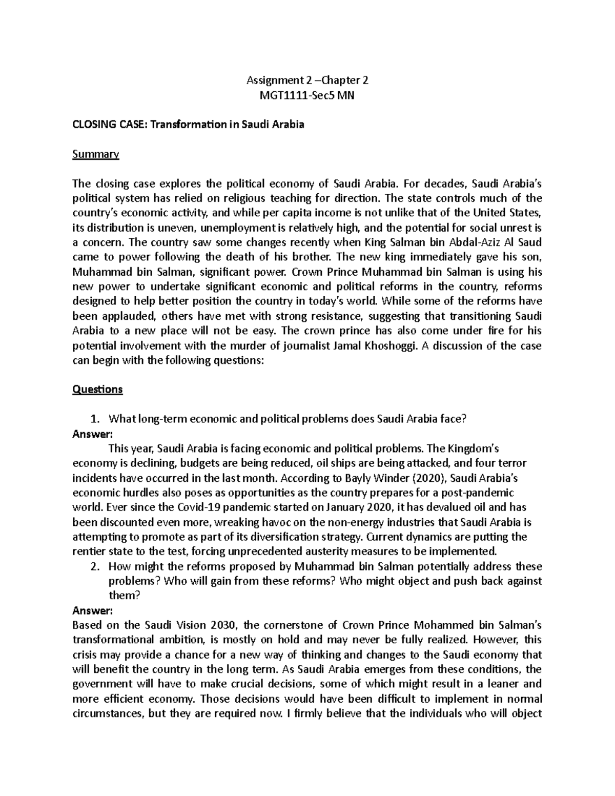 Assignment 2 –Chapter 2 Basilio, Alyssa Bernadette A - Assignment 2 ...