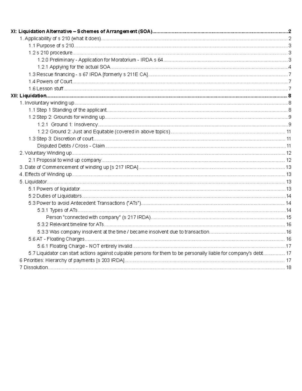 Liquidation Alternatives & SOA Procedures (IRDA) - Studocu