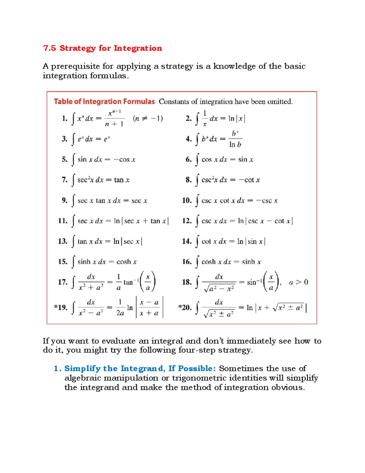 Lecture 9 - Strategies for Integration in Calculus - Studocu