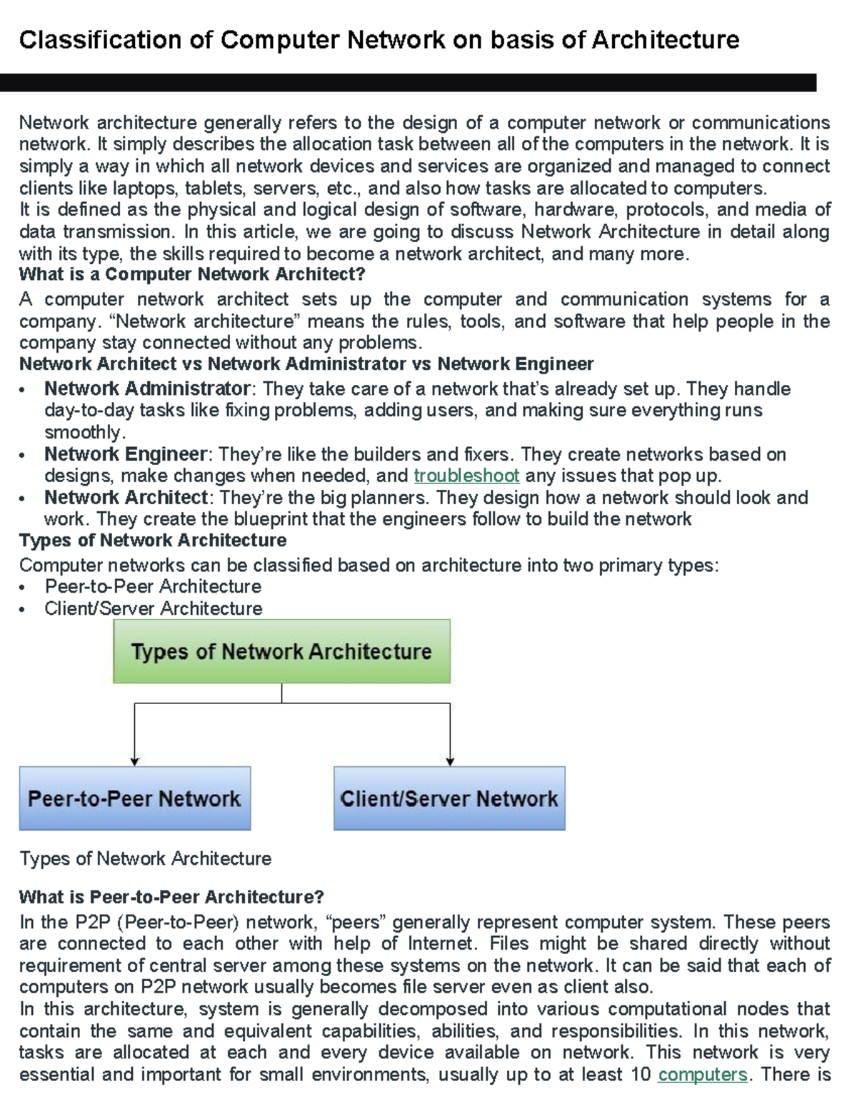 Classification of Computer Network Architectures - CN (CSE 404) Study ...