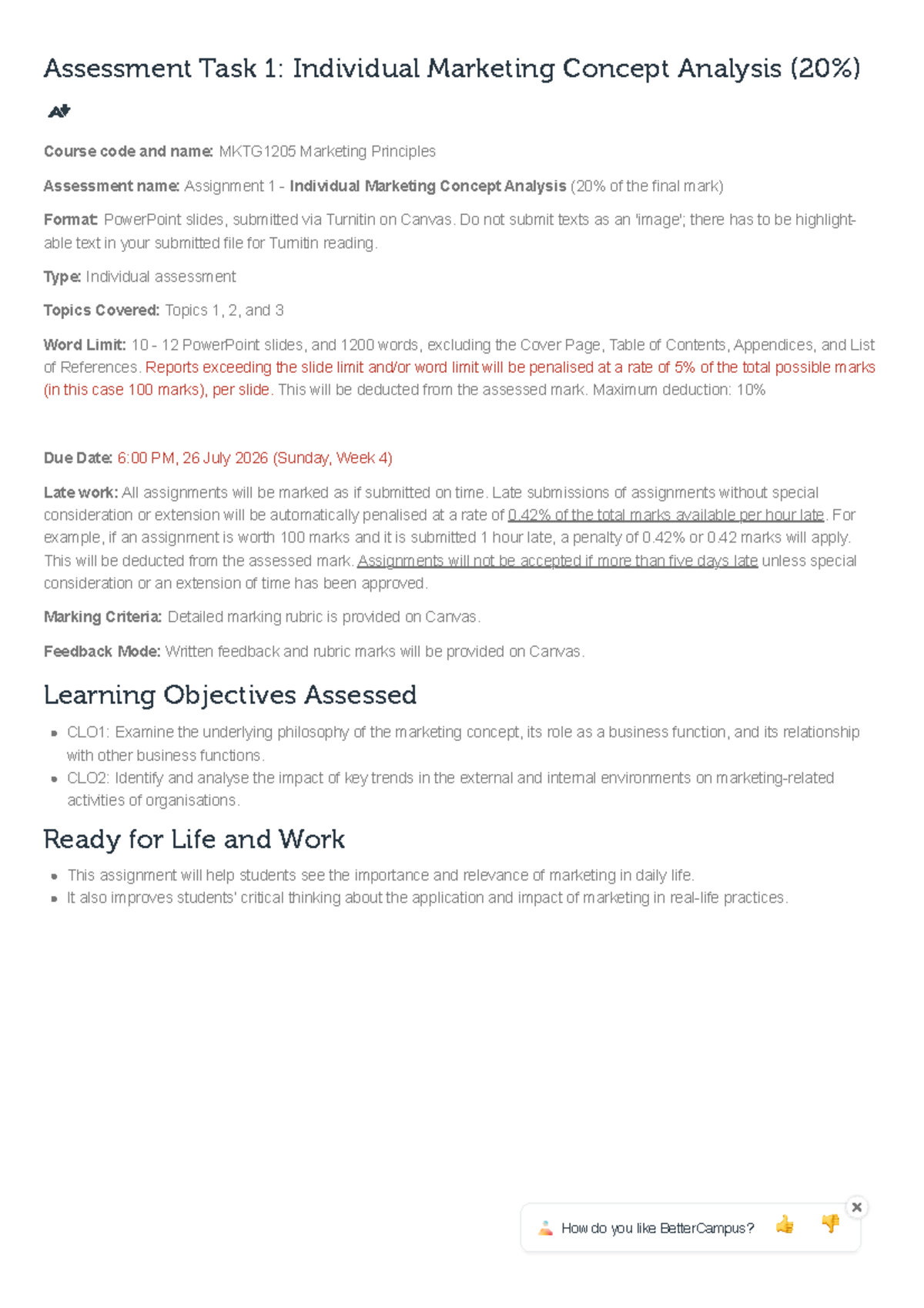MKTG1205 Assignment 1: Individual Marketing Concept Analysis Guidelines ...