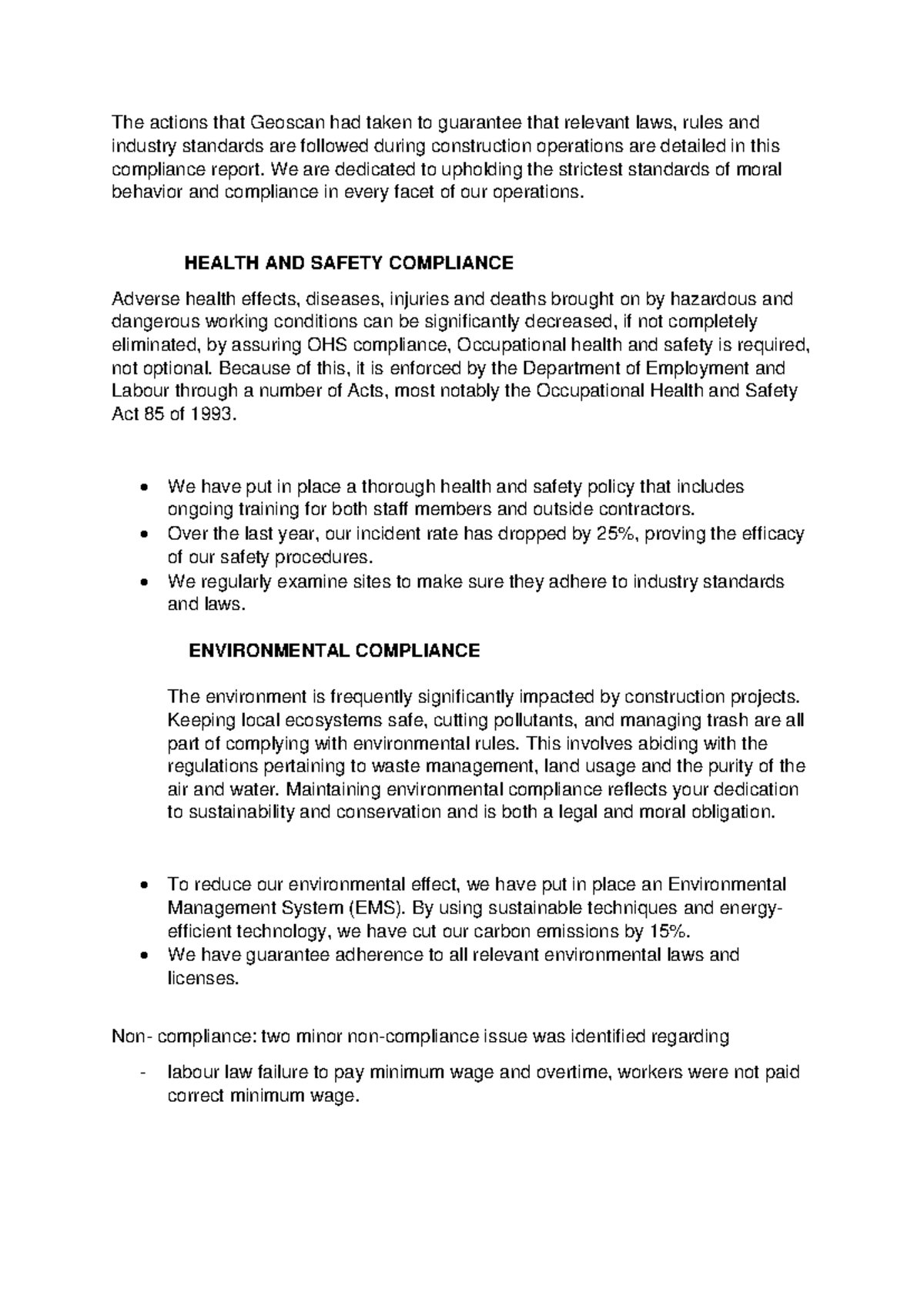 Geoscan Compliance Report: Health, Safety & Environmental Standards ...