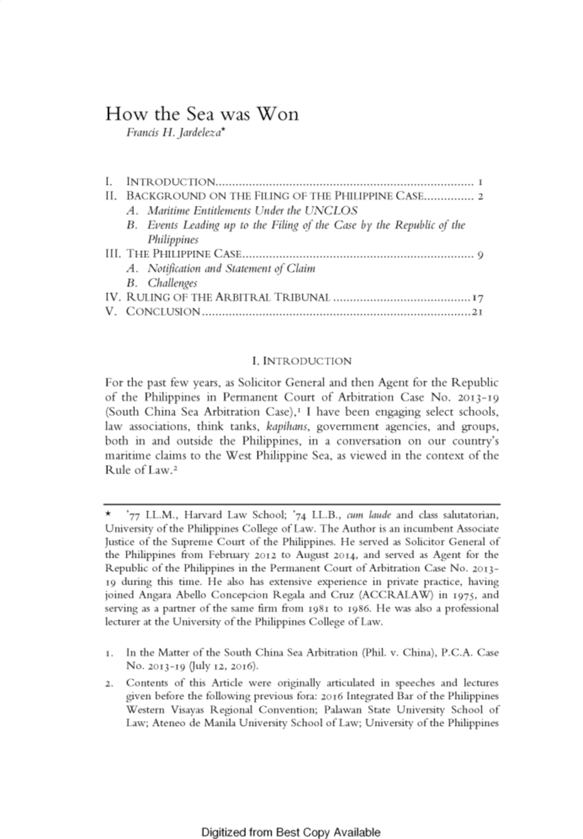 How the Sea was Won: Insights on the South China Sea Arbitration - Studocu