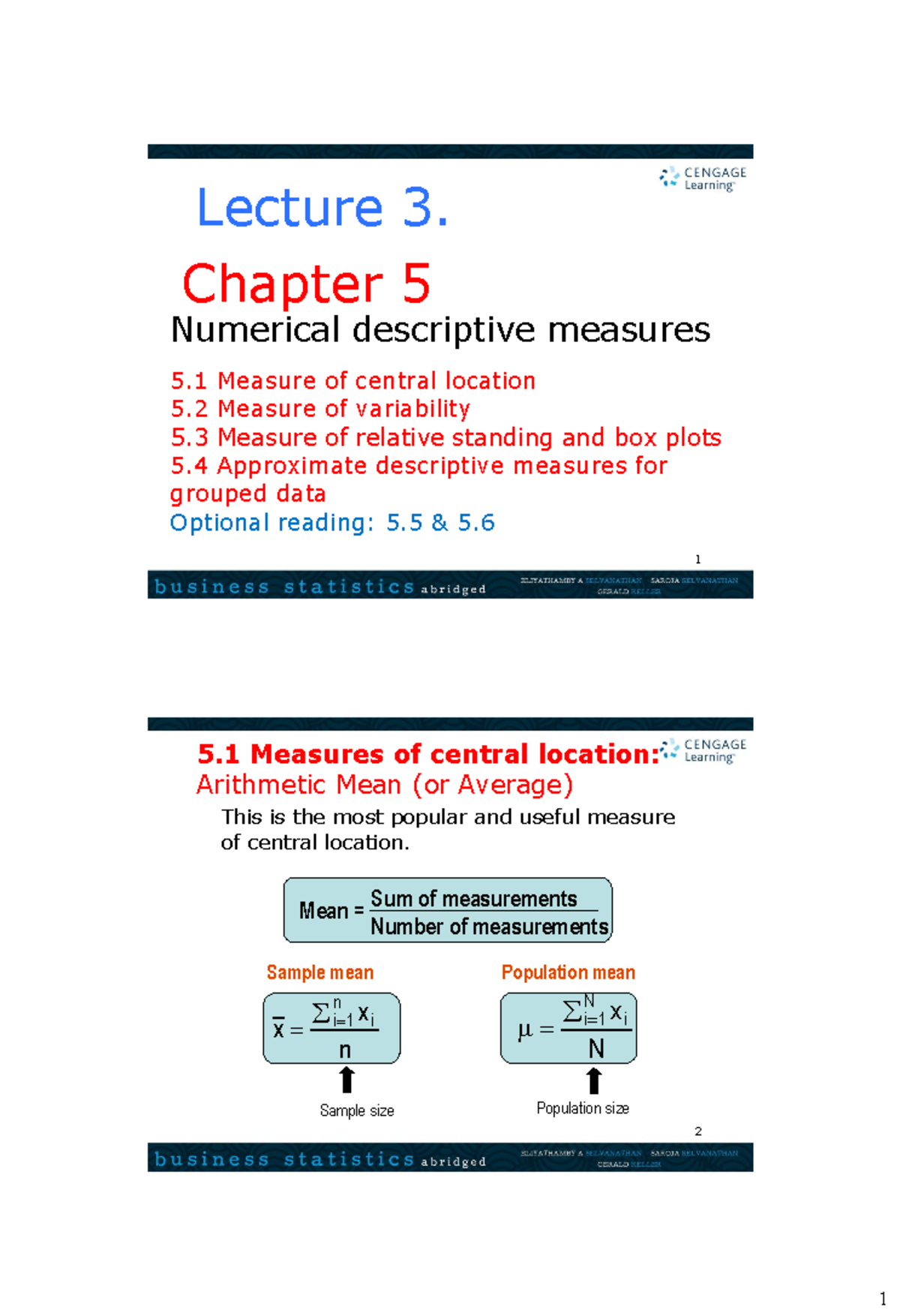 Lecture 3 - CHAPTER 3 - Chapter 5 Numerical descriptive measures 1 5 ...