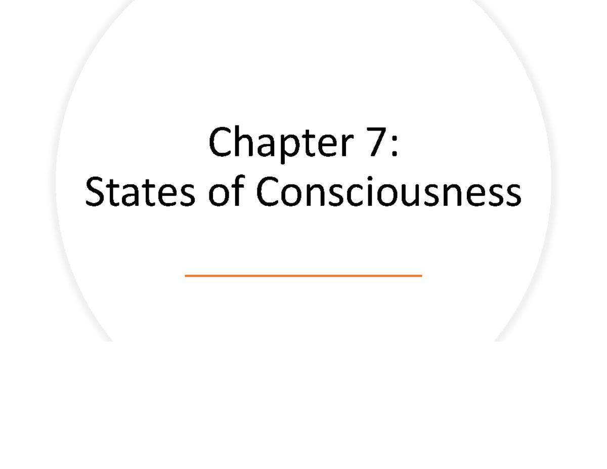 Chapter 7: States of Consciousness - Studocu