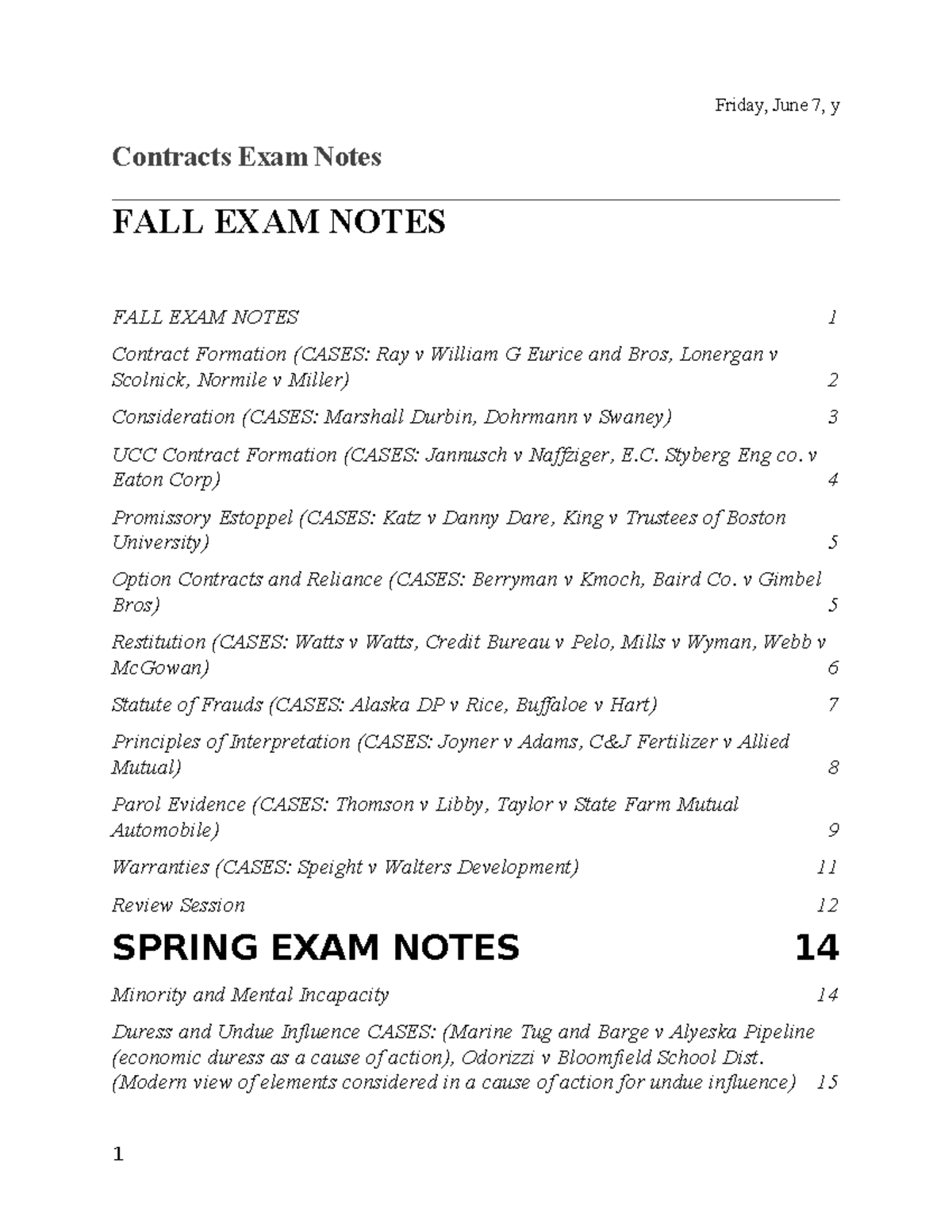 Contracts Exam Notes: Comprehensive Fall 2023 Study Guide - Studocu