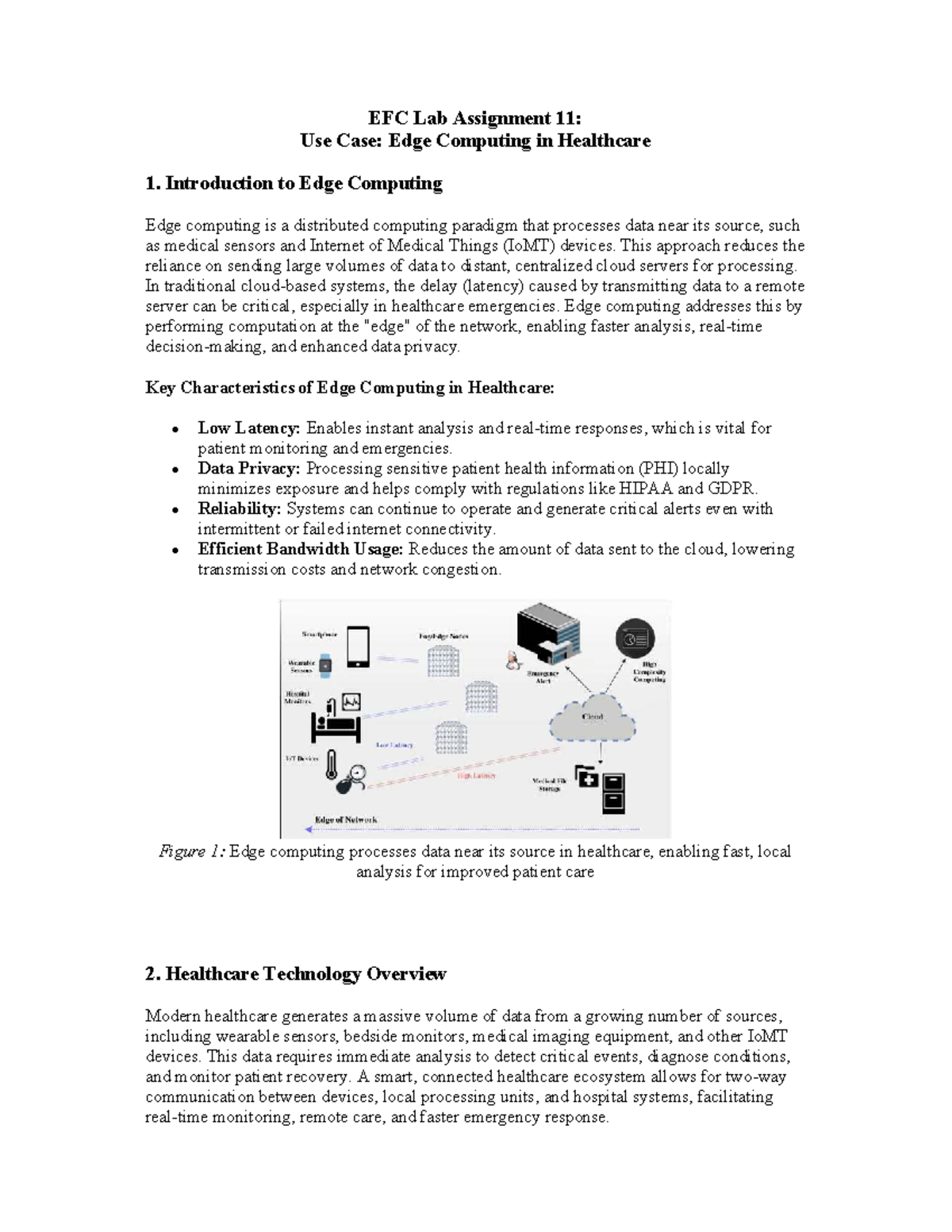 EFC Lab Assignment 11: Edge Computing Use Cases in Healthcare - Studocu
