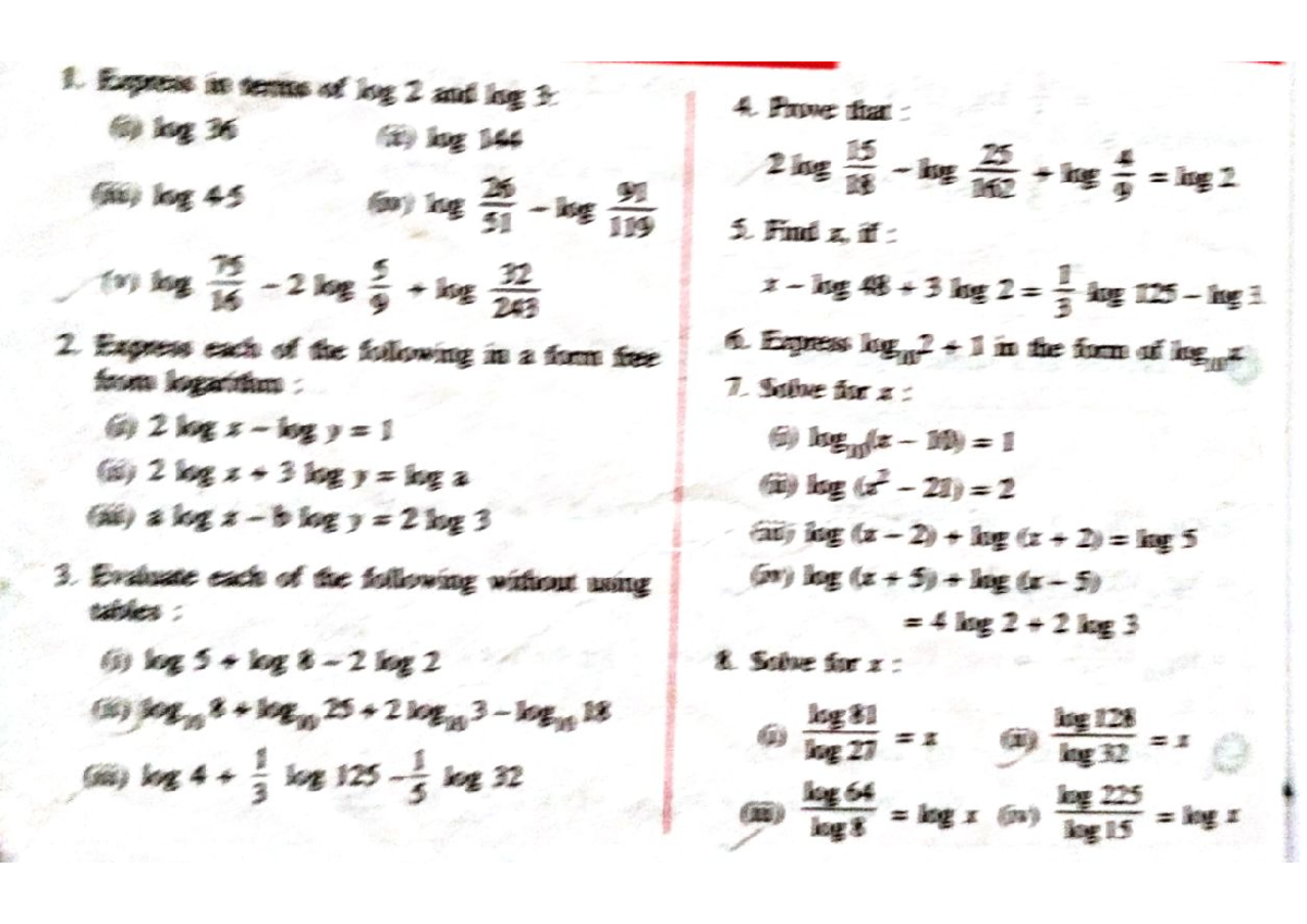Logarithm Practice Problems - Advanced Concepts - Studocu