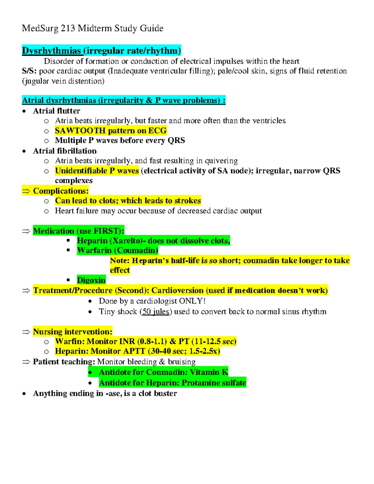Med Surg Final Exam Study Guide - Nursing care for clients receiving ...