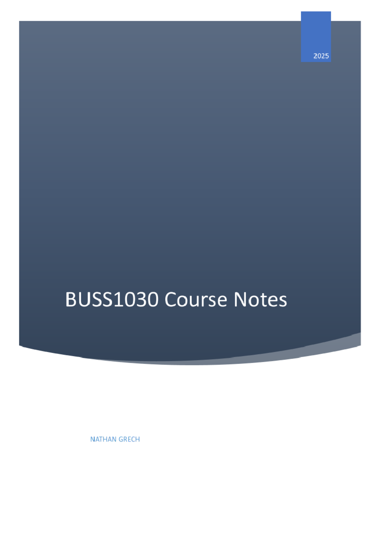 BUSS1030 Course Notes: Introduction to Accounting & Business Planning ...