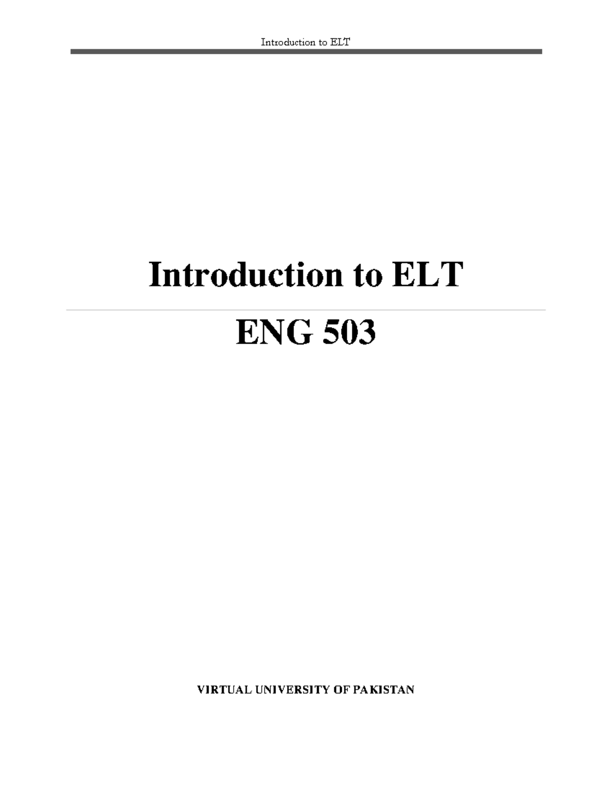 Introduction to English Language Teaching (ENG503) - VU Handouts - Studocu